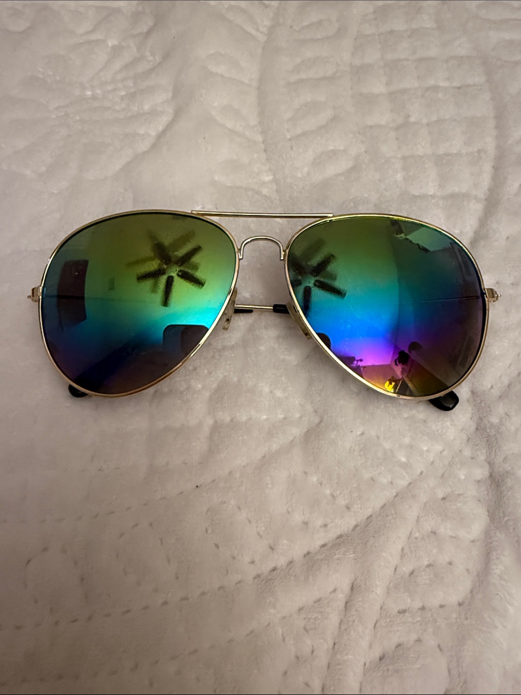 Mirrored Aviator Sunglasses Rainbow Lenses